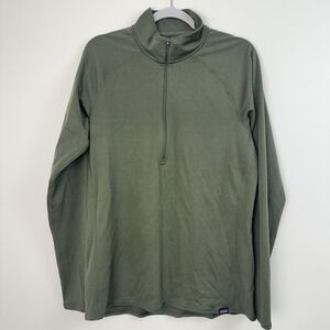 Patagonia Capilene Top Mens Large Green Cold Baselayer Midweight Half‎ Zip Ski